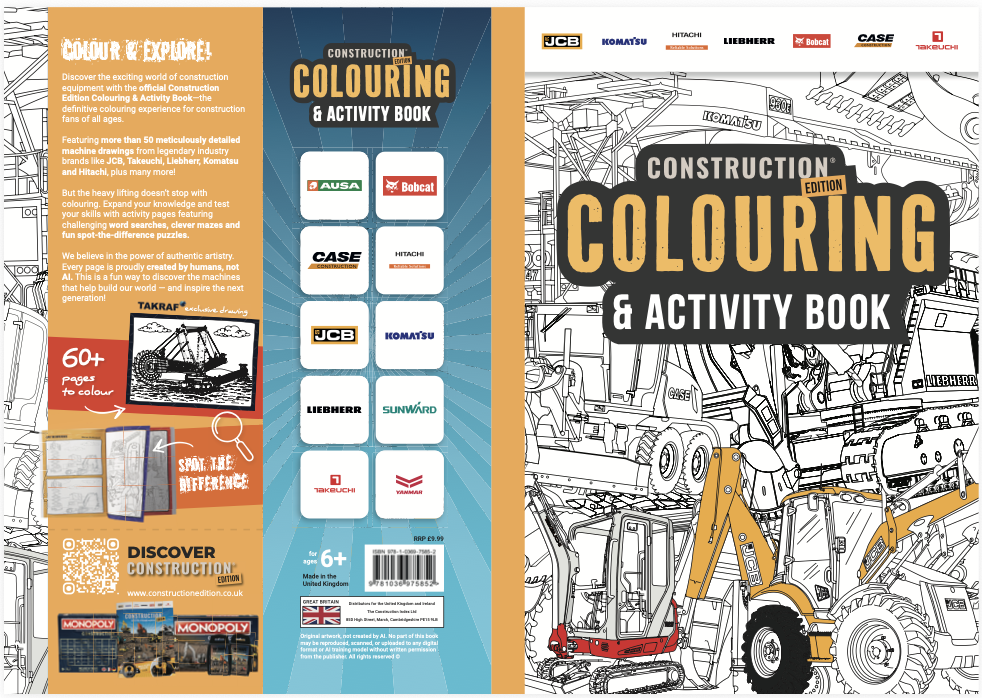 New official Construction Edition colouring & activity book brings industry giants to life
